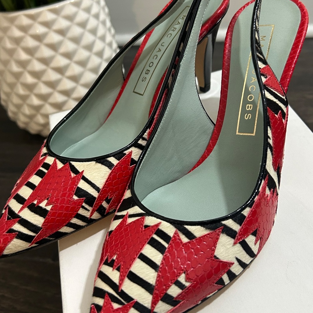 Marc By Marc Jacobs Multicolor Calf Hair Sling Back Heel  Size 36 - Picture 5 of 6